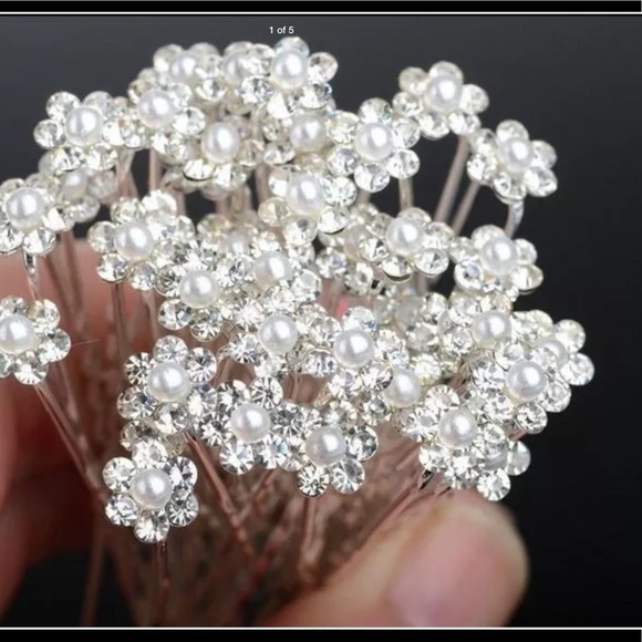 NWT Beautiful rhinestone & pearl hair pins - Picture 6 of 8